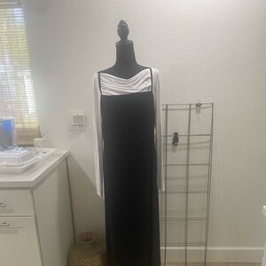 Black Camisole / Slip Dress Floor Length Elastic Straps‎ Sz 15/16 shirt separate